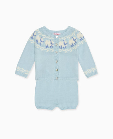Light Blue Cordero Cotton Baby Knitted Set