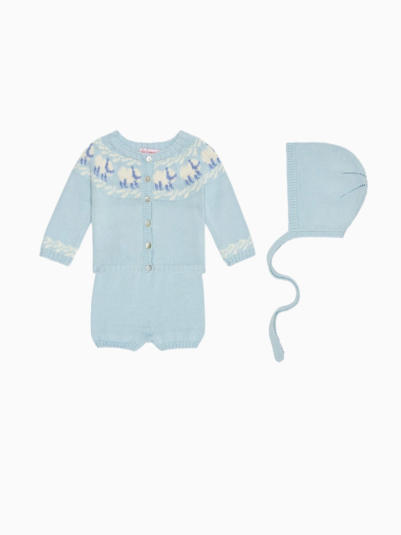 Light Blue Cordero Cotton Baby Knitted Gift Box Set