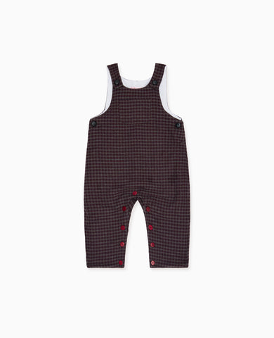Burgundy Check Coroza Baby Dungarees