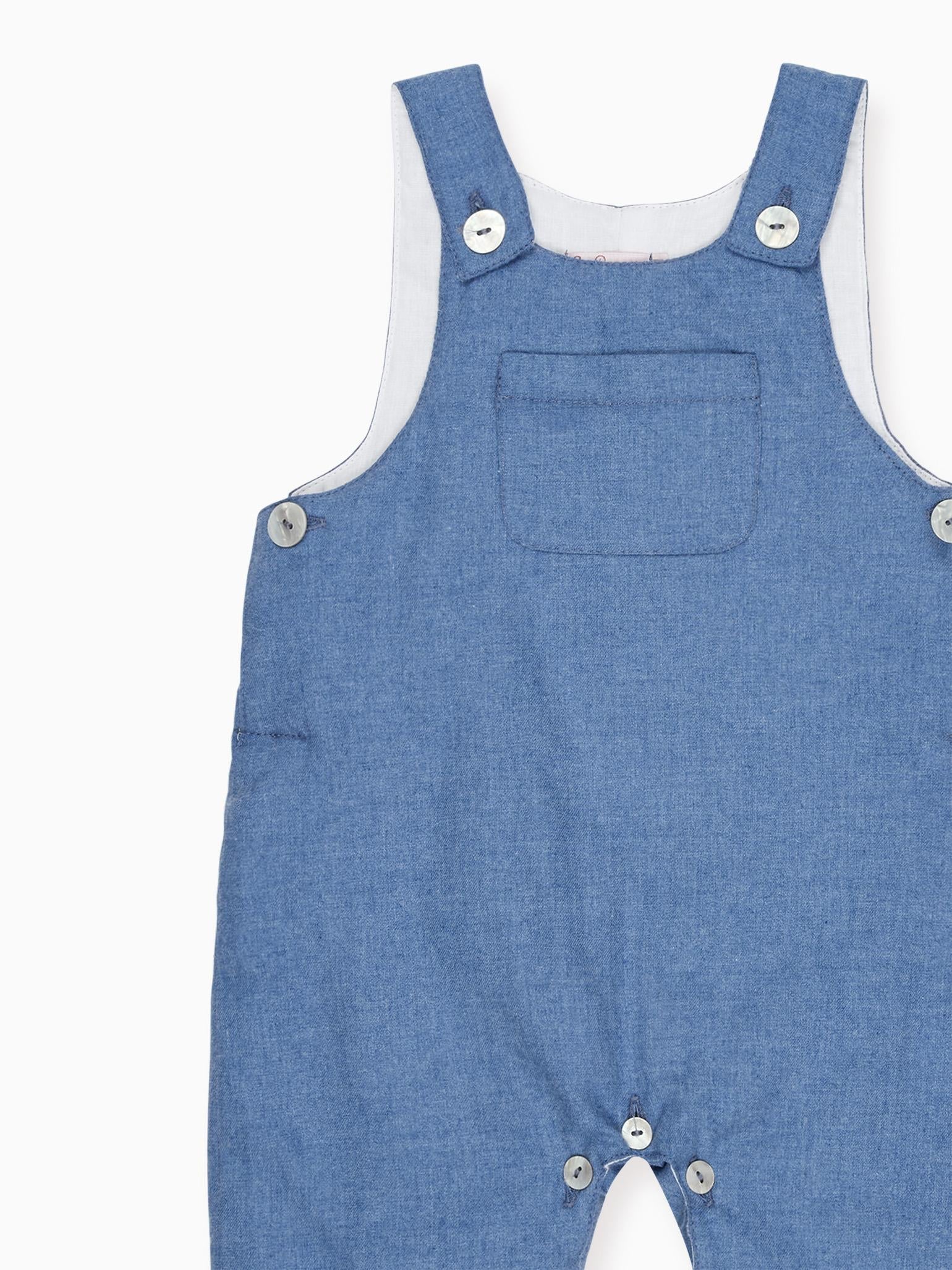Dusty Blue Coroza Baby Dungarees