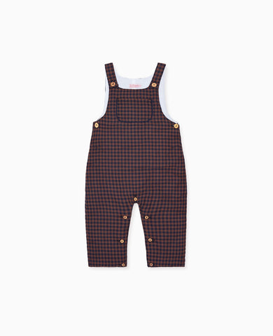 Navy Check Coroza Baby Overalls