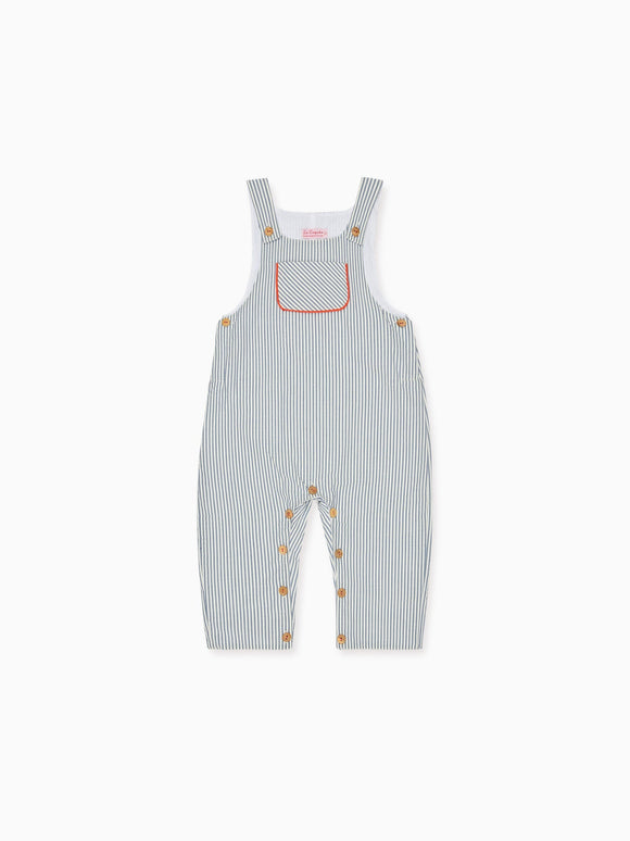 Navy Stripe Coroza Baby Dungarees