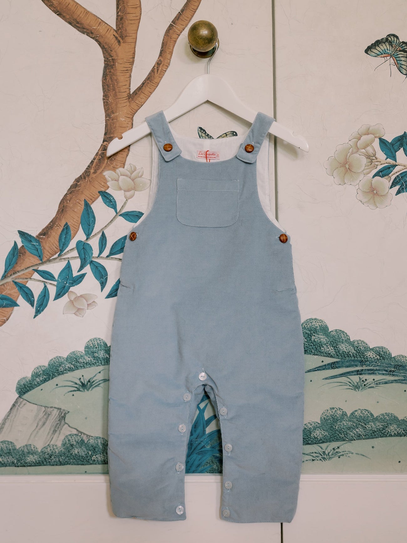 Dusty Blue Coroza Baby Overalls