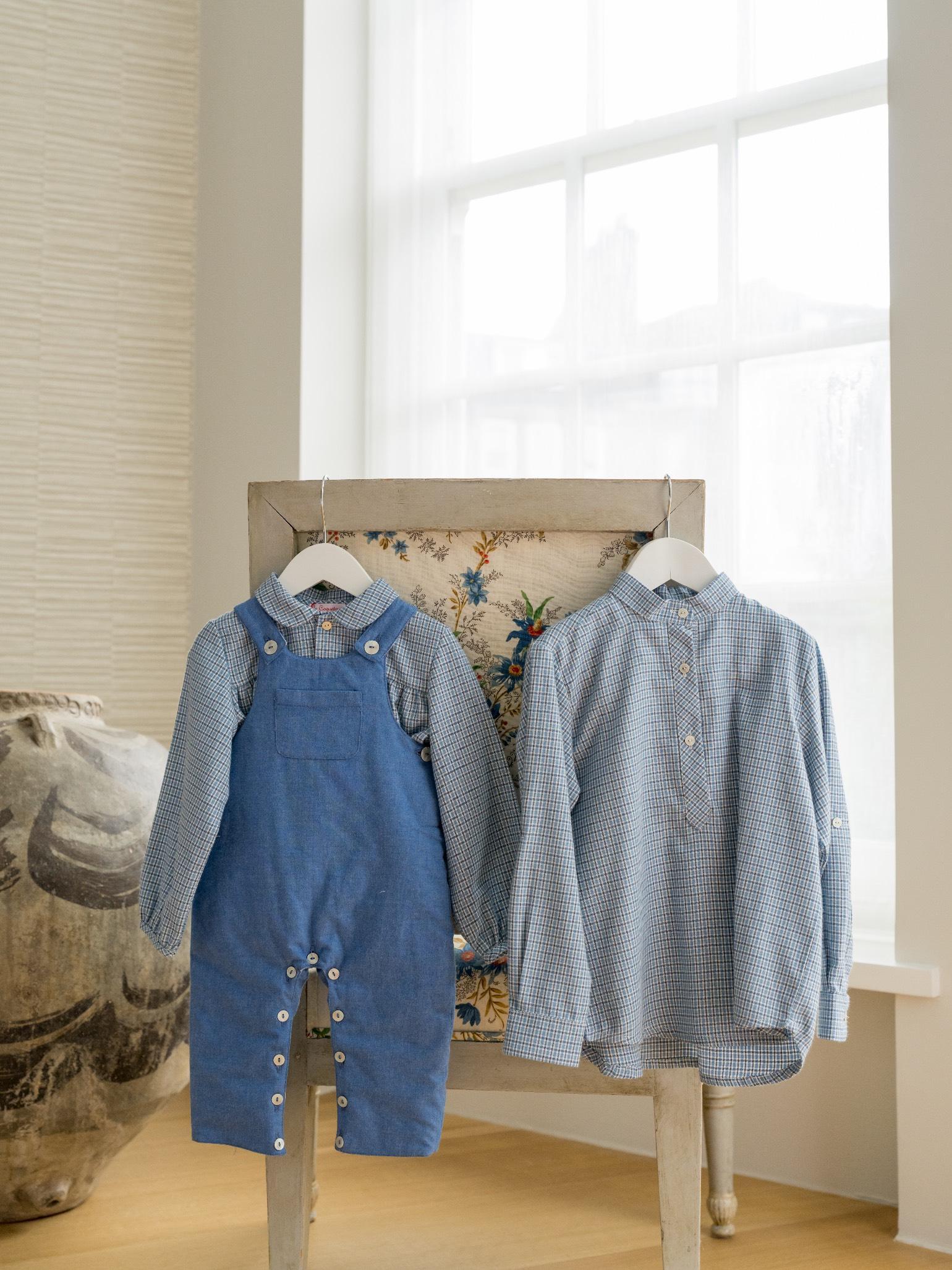 Dusty Blue Coroza Baby Dungarees