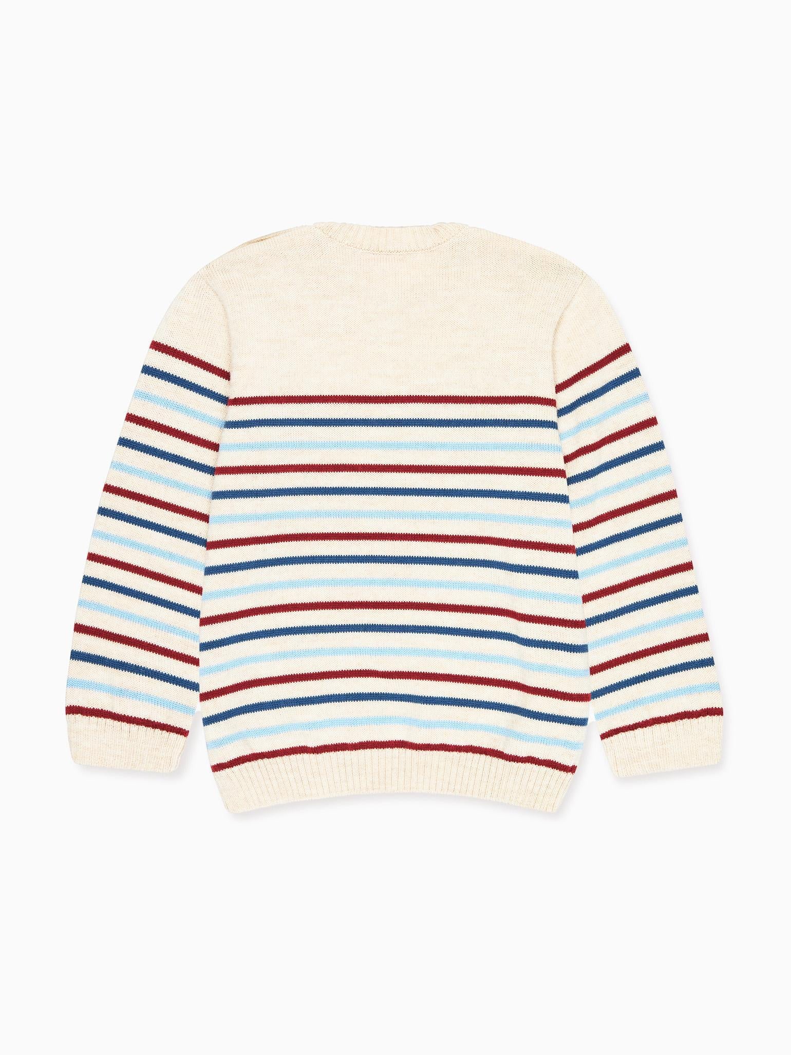 Oatmeal Stripe Curro Merino Boy Jumper