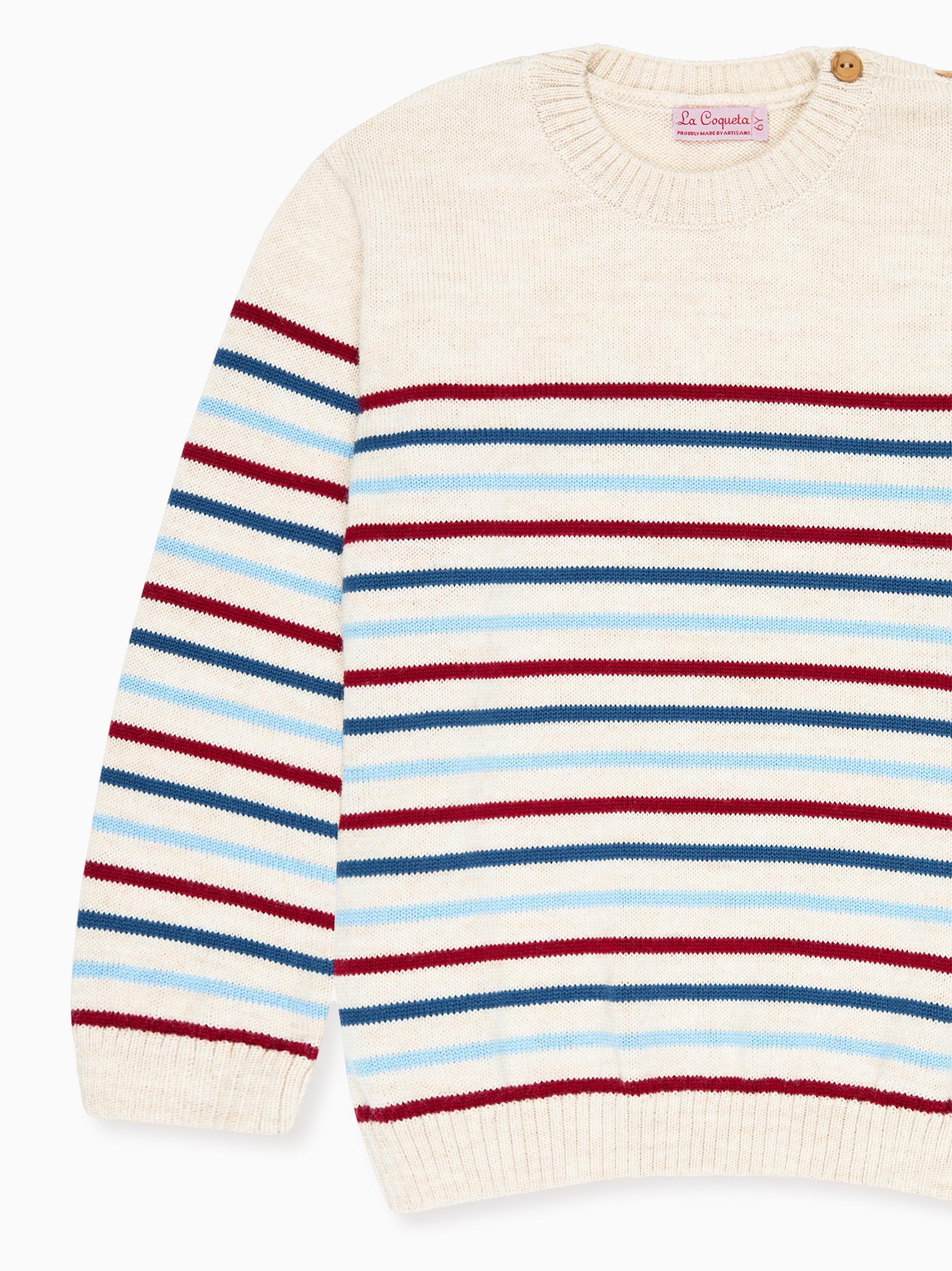 Oatmeal Stripe Curro Merino Boy Jumper