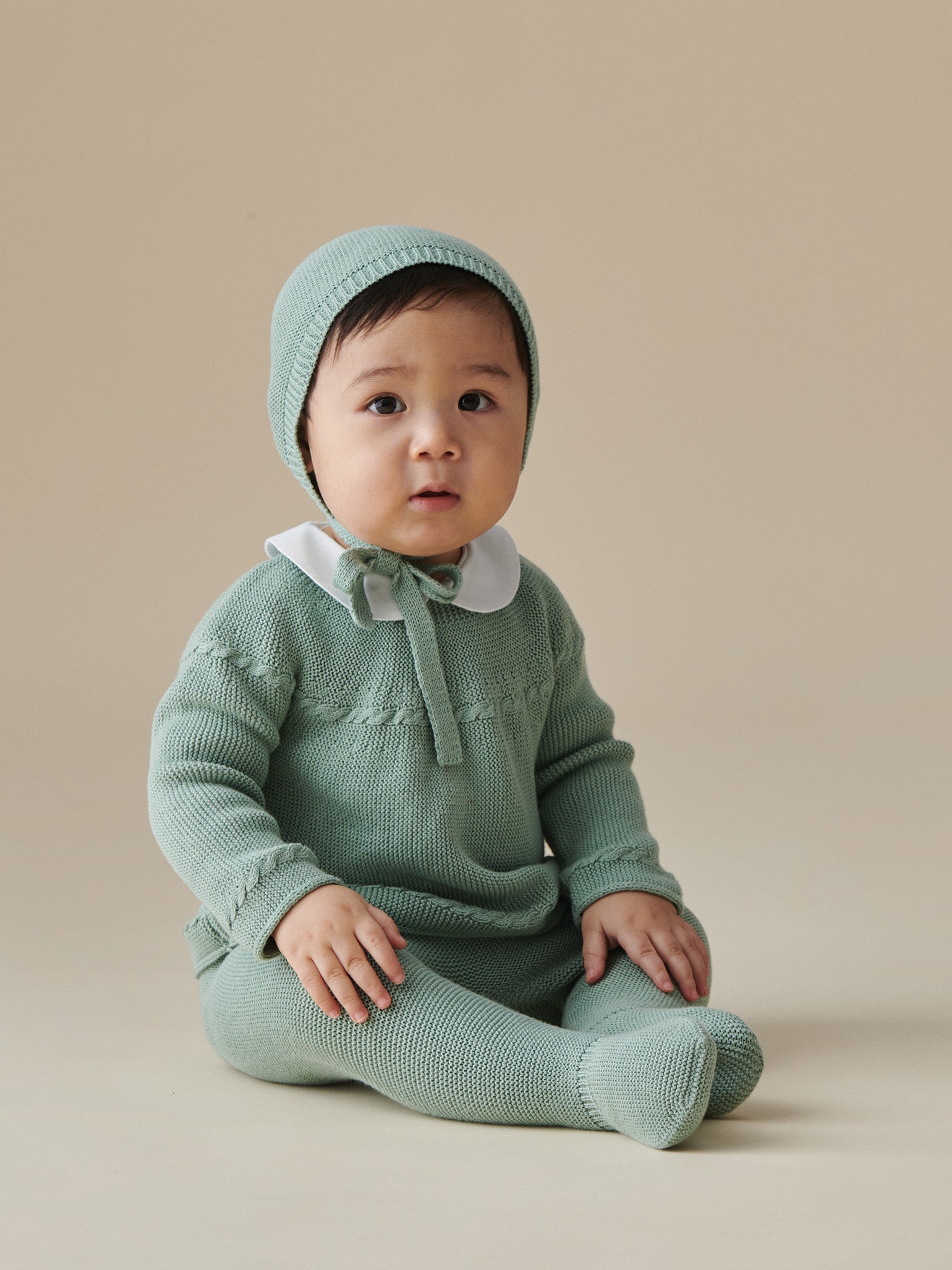 Sage Teo Cotton Baby Knitted Bonnet