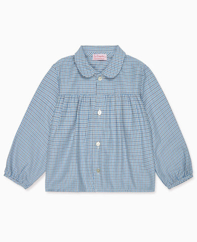 Dusty Blue Check Dante Long Sleeve Baby Shirt