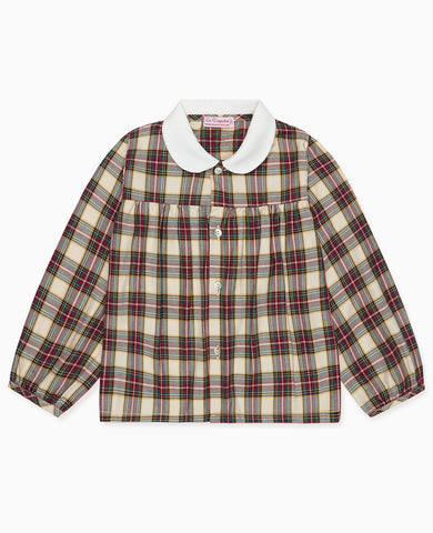 Ivory Tartan Dante Long Sleeve Baby Shirt