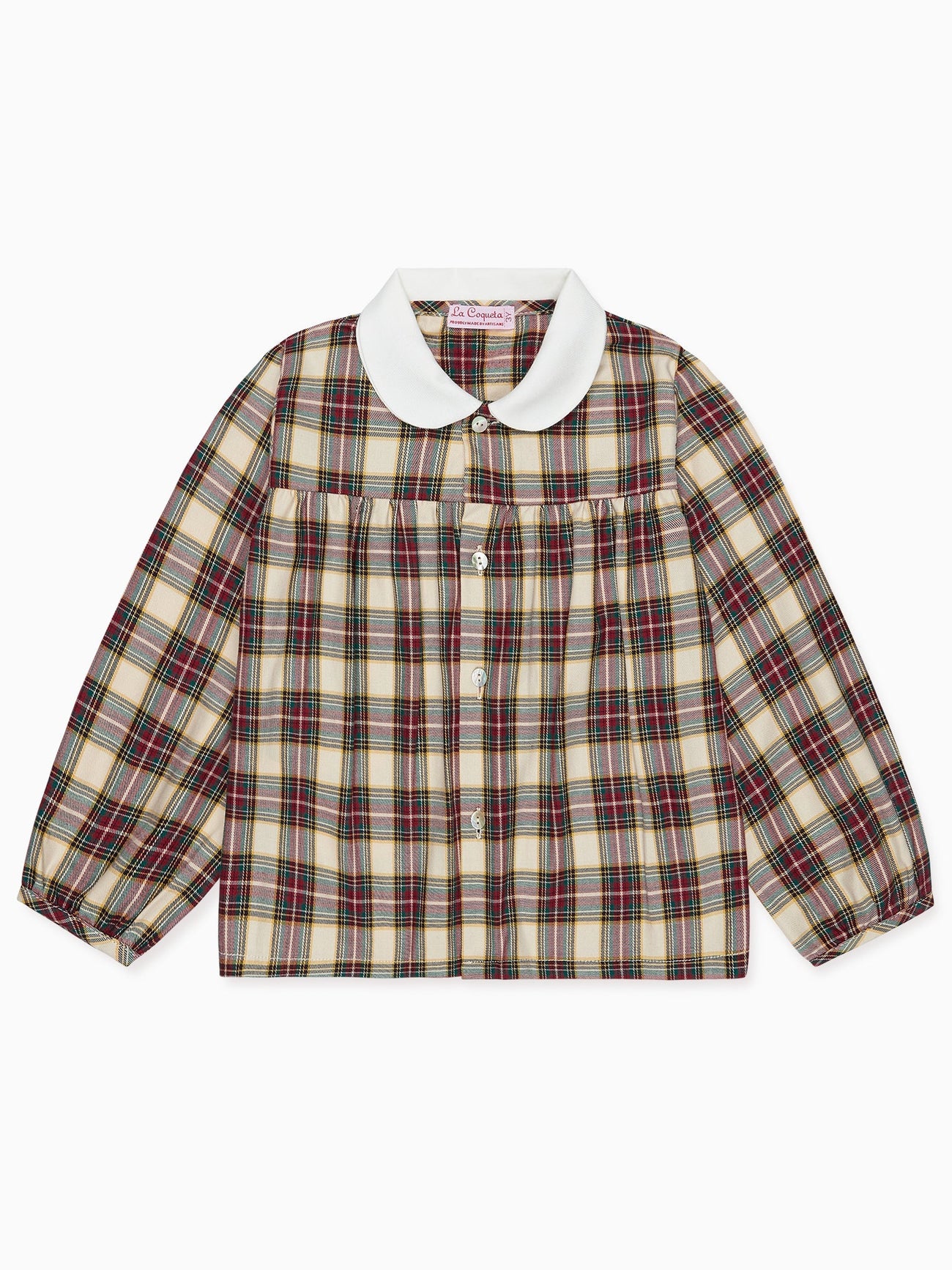 Ivory Tartan Dante Long Sleeve Baby Shirt