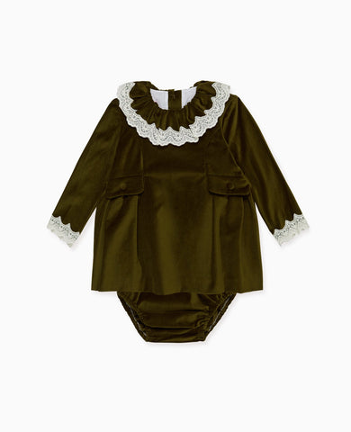 Olive Daroca Velvet Baby Girl Set