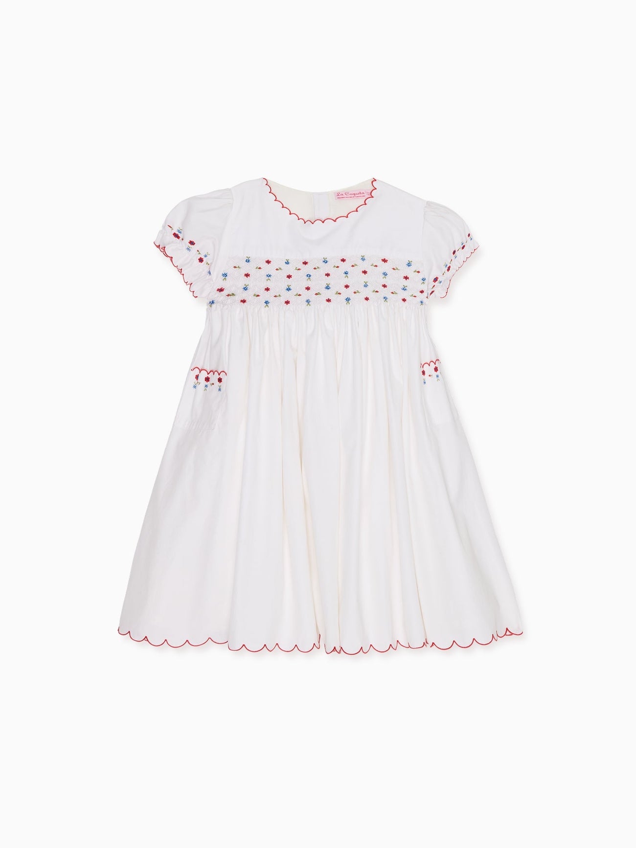 White Delilah Hand-Smocked Girl Dress