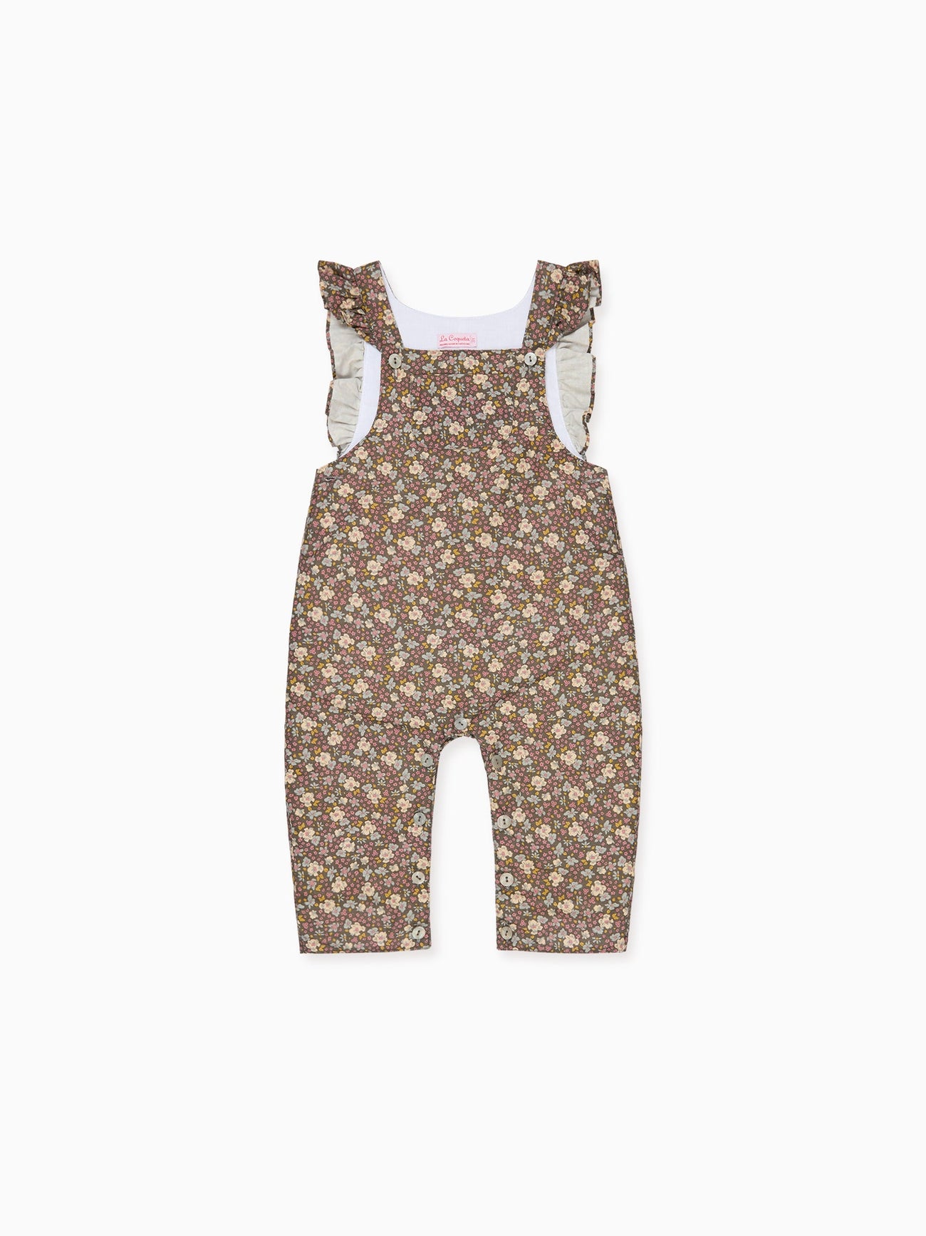 Brown Floral Delphina Baby Girl Overalls