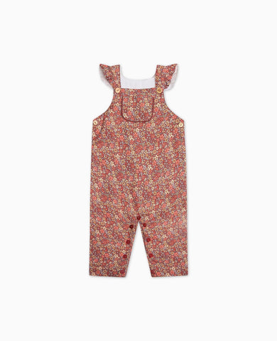 Terracotta Floral Delphina Baby Girl Dungarees