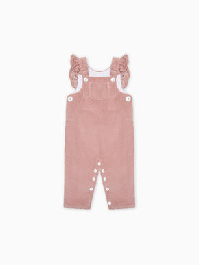 Dusty Pink Delphina Corduroy Baby Girl Dungarees