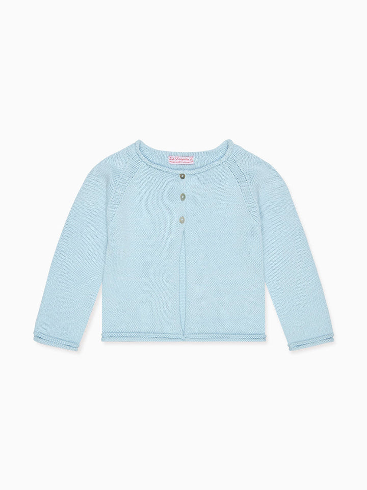 Dusty Blue Denia Cotton Baby Cardigan