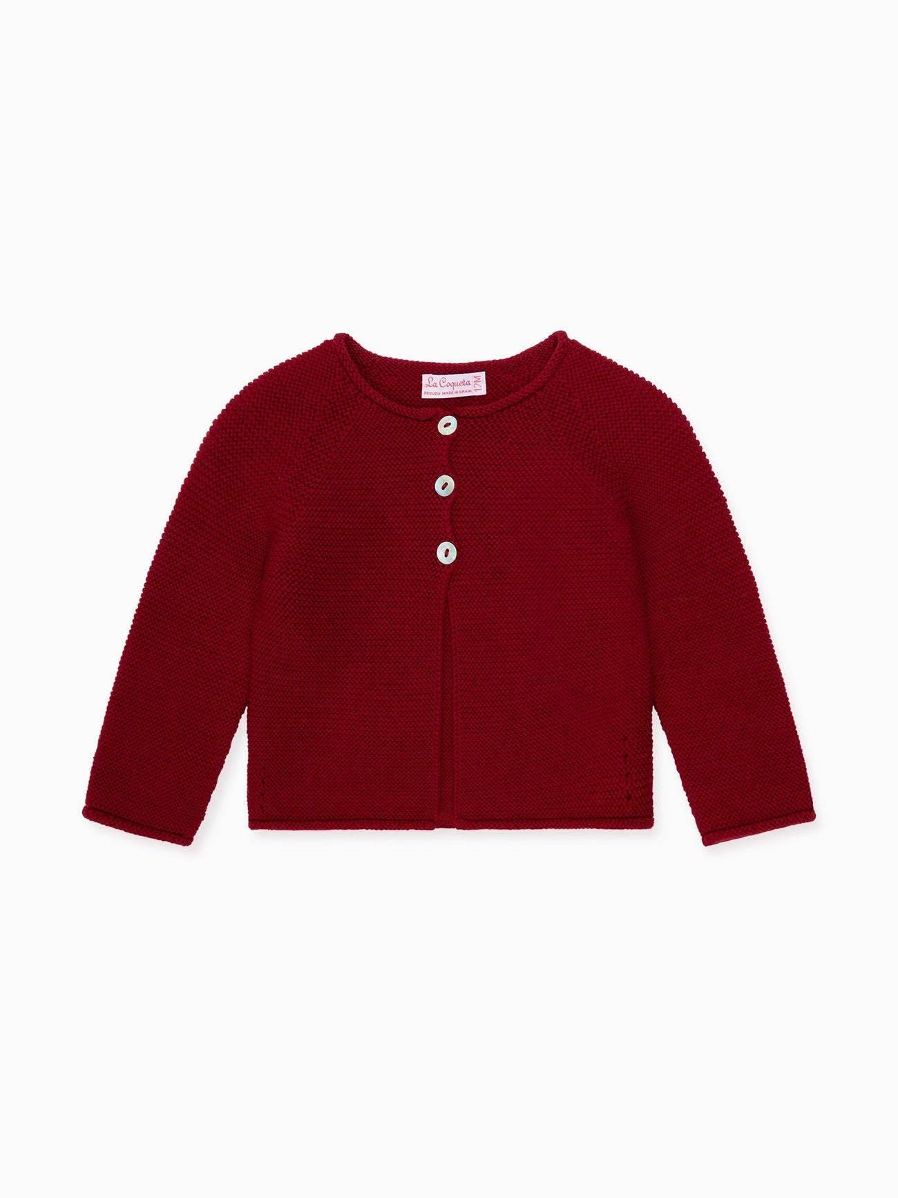 Burgundy Denia Merino Baby Cardigan