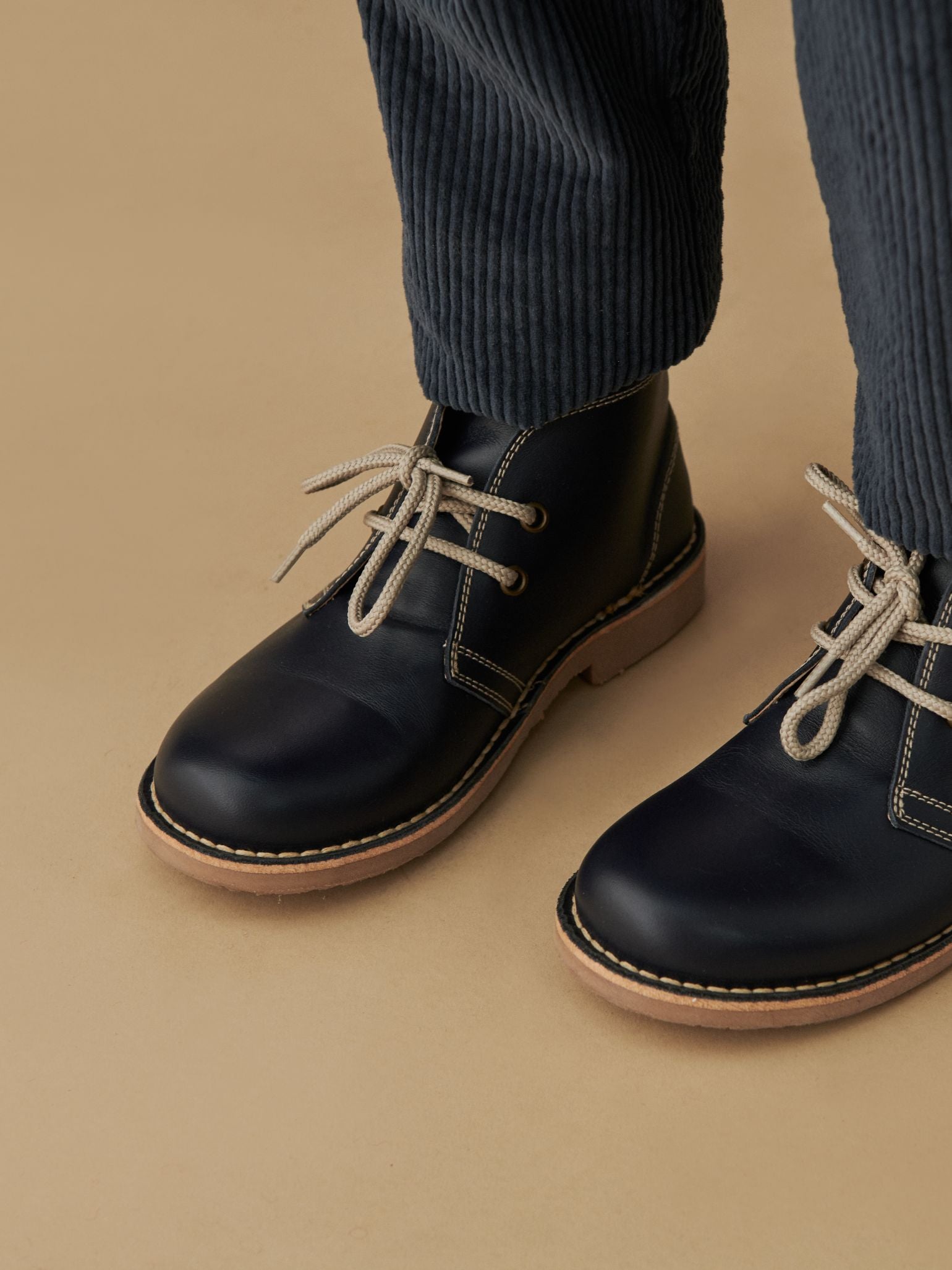 Navy Leather Kids Desert Boots | Classic Kids Leather Boots – La