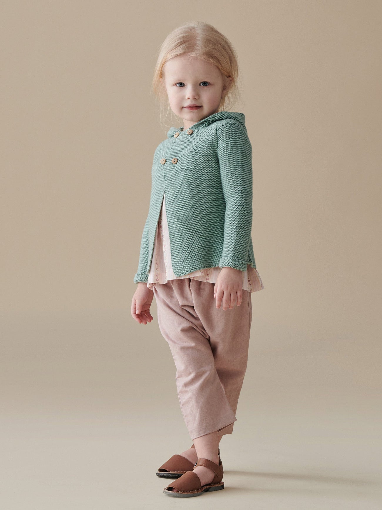 Sage Desi Cotton Baby Knitted Jacket