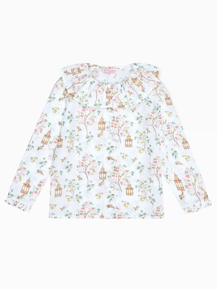 Ivory Blossom Diana Long Sleeve Girl Shirt