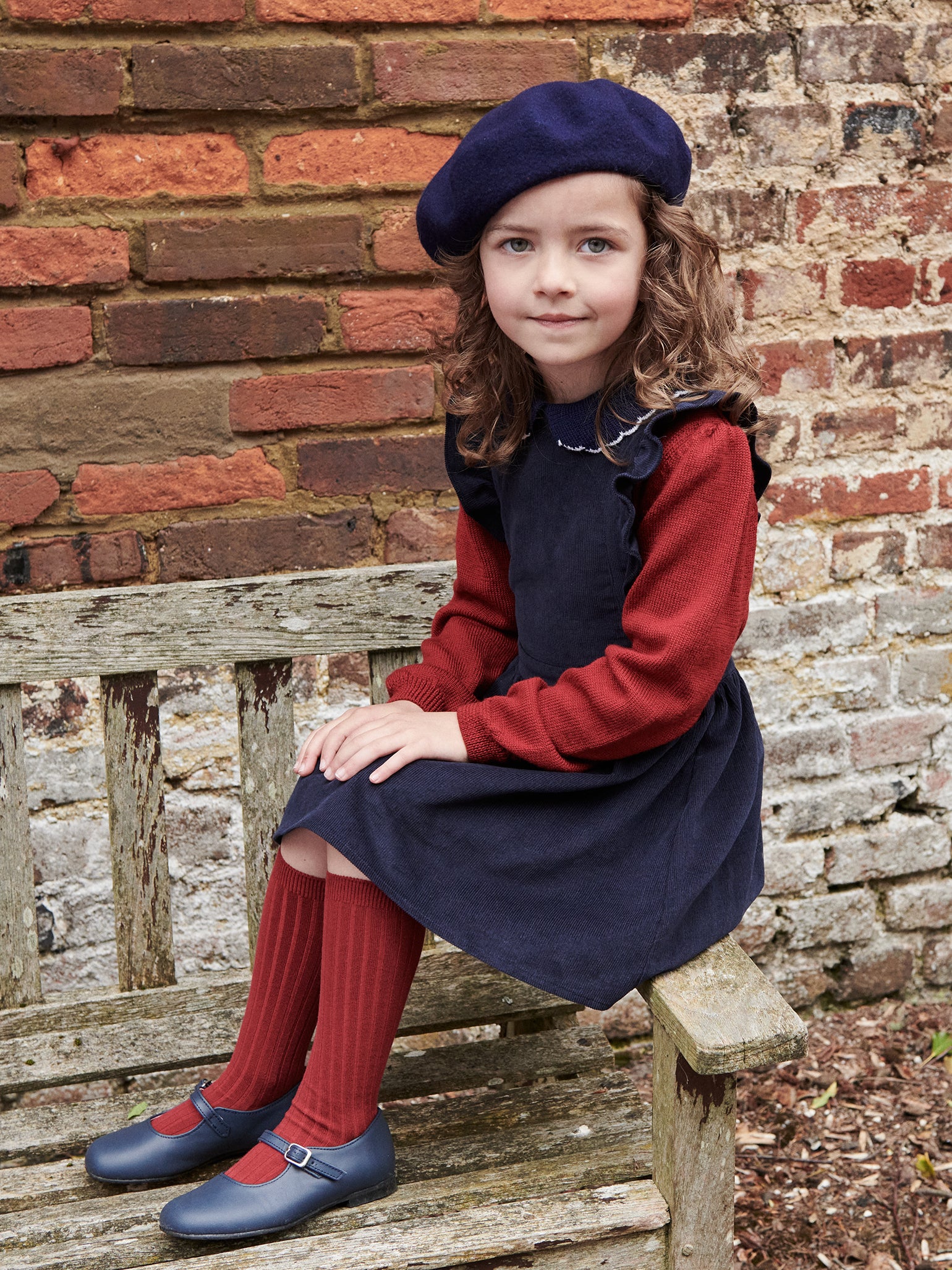 Navy Cora Girl Pinafore Skirt