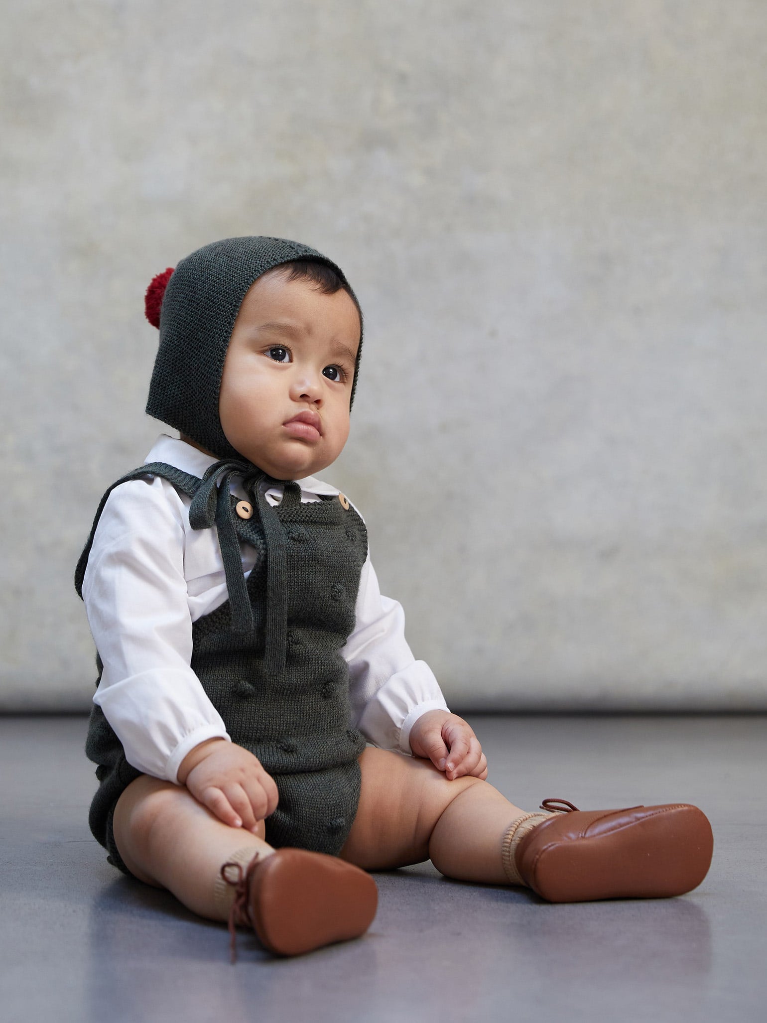 Olive Green Dima Merino Baby Overalls