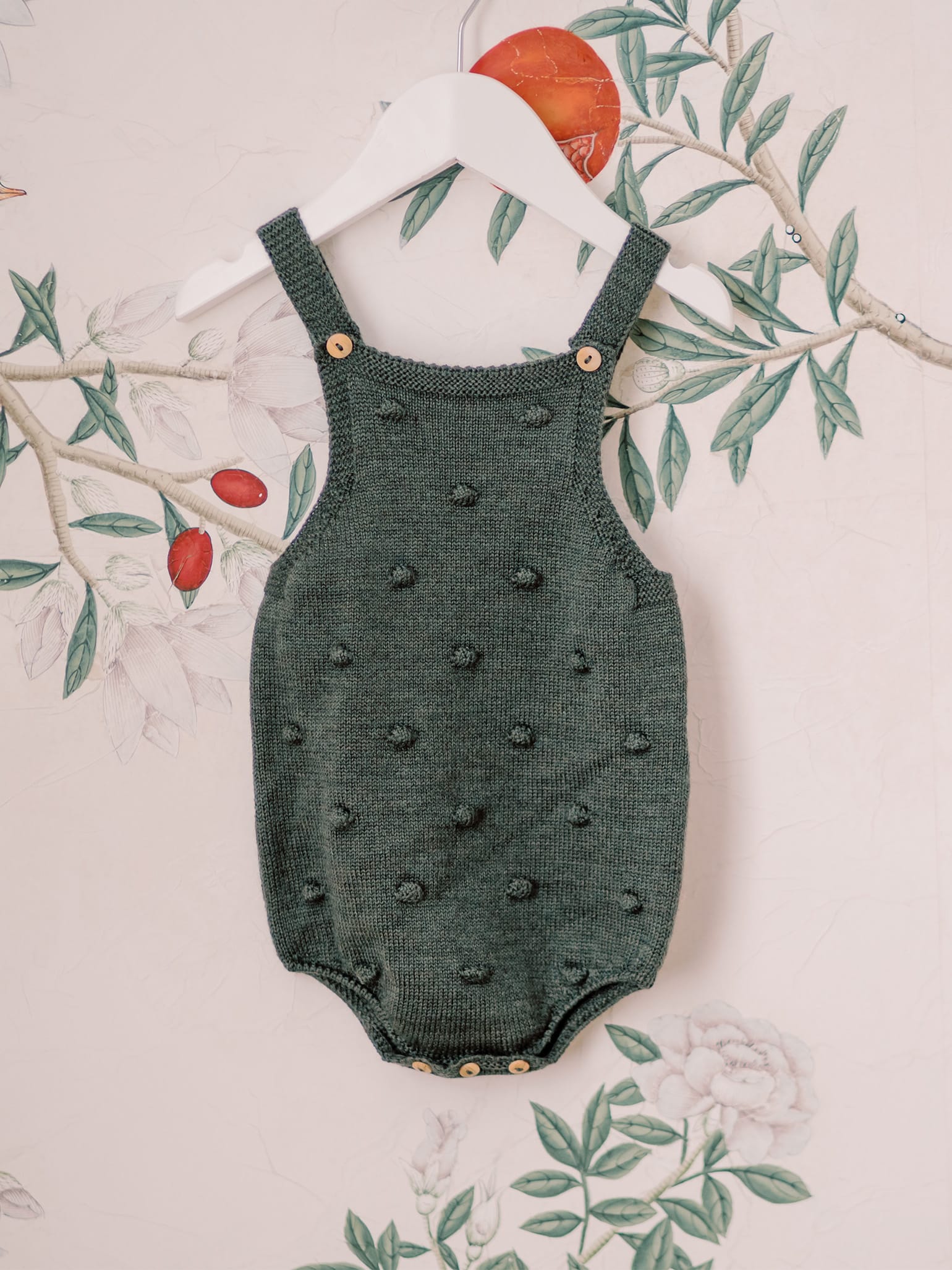 Olive Green Dima Merino Baby Overalls