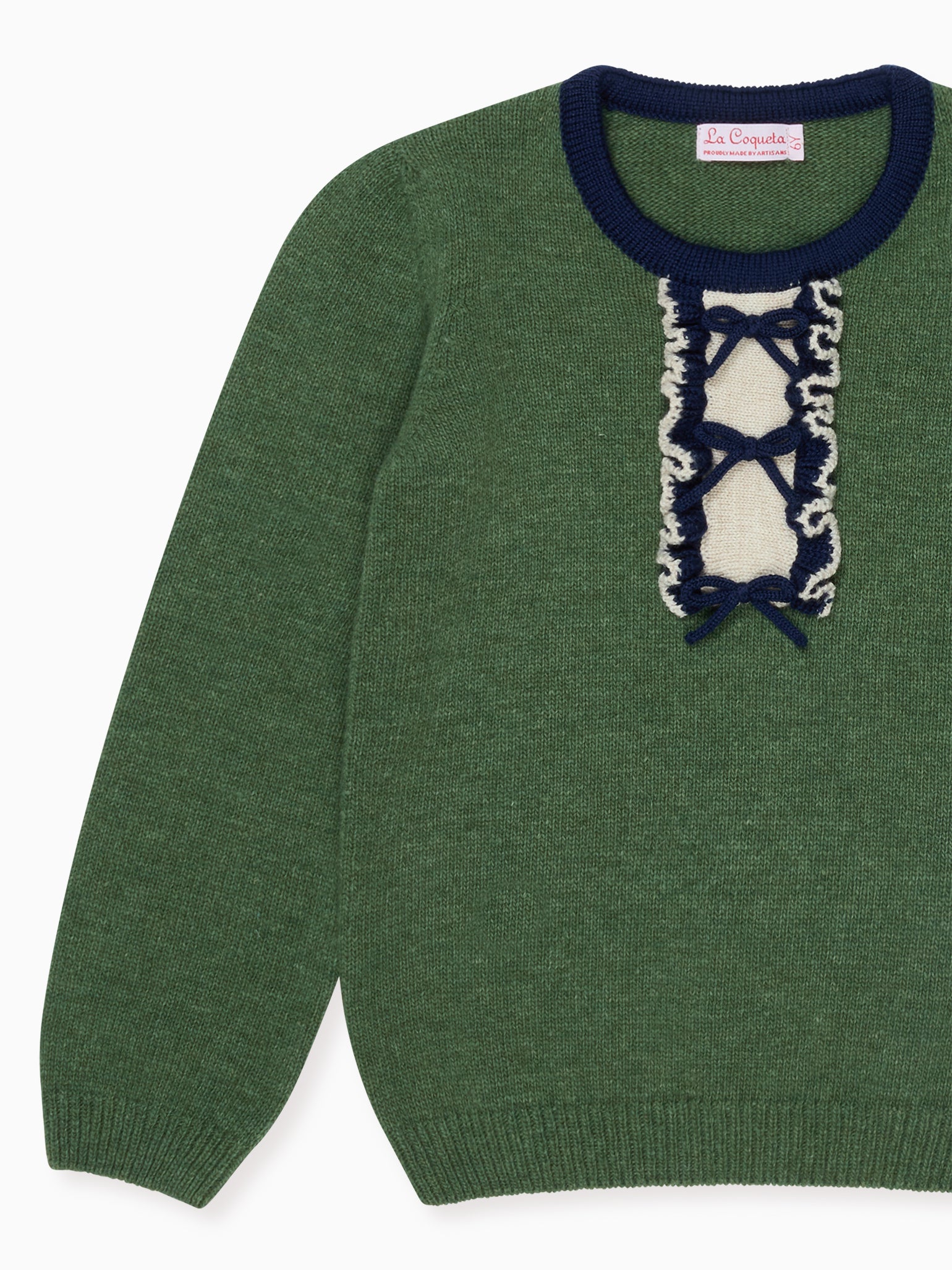 Olive Green Dolfito Merino Girl Jumper