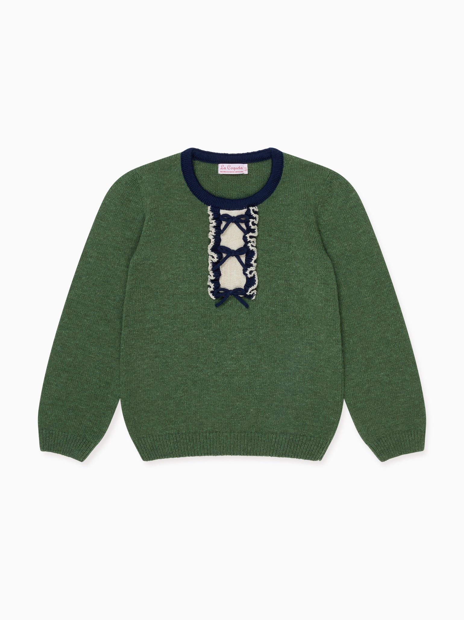 Olive Green Dolfito Merino Girl Jumper
