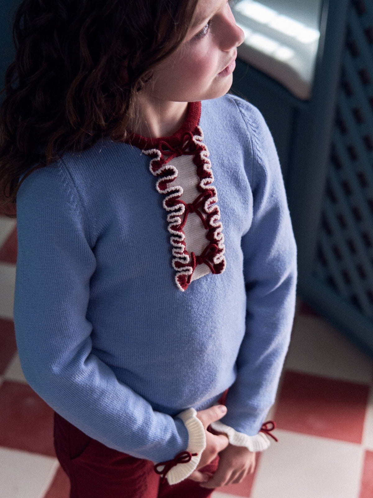 Dusty Blue Dolfito Merino Girl Jumper