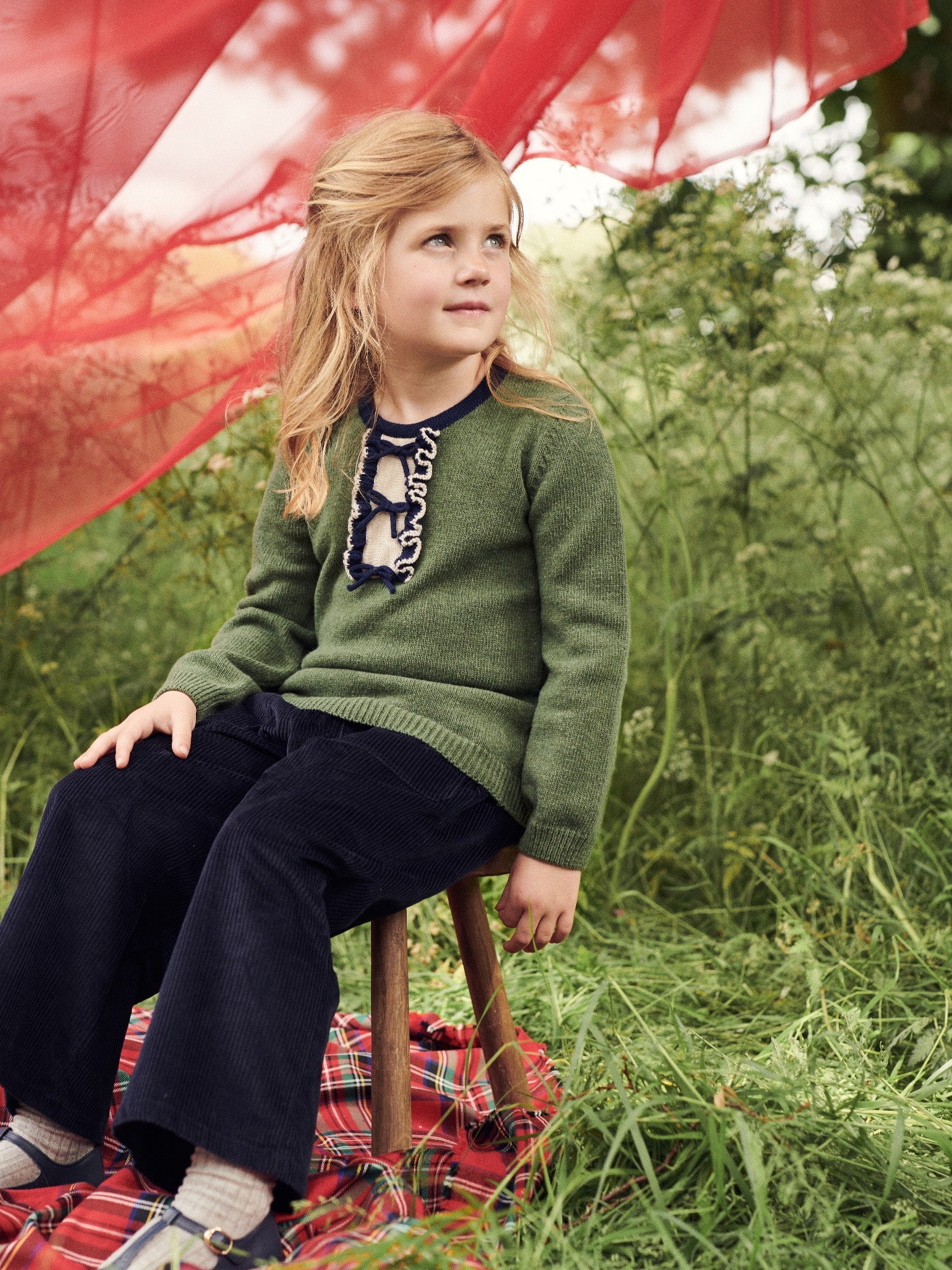 Olive Green Dolfito Merino Girl Jumper