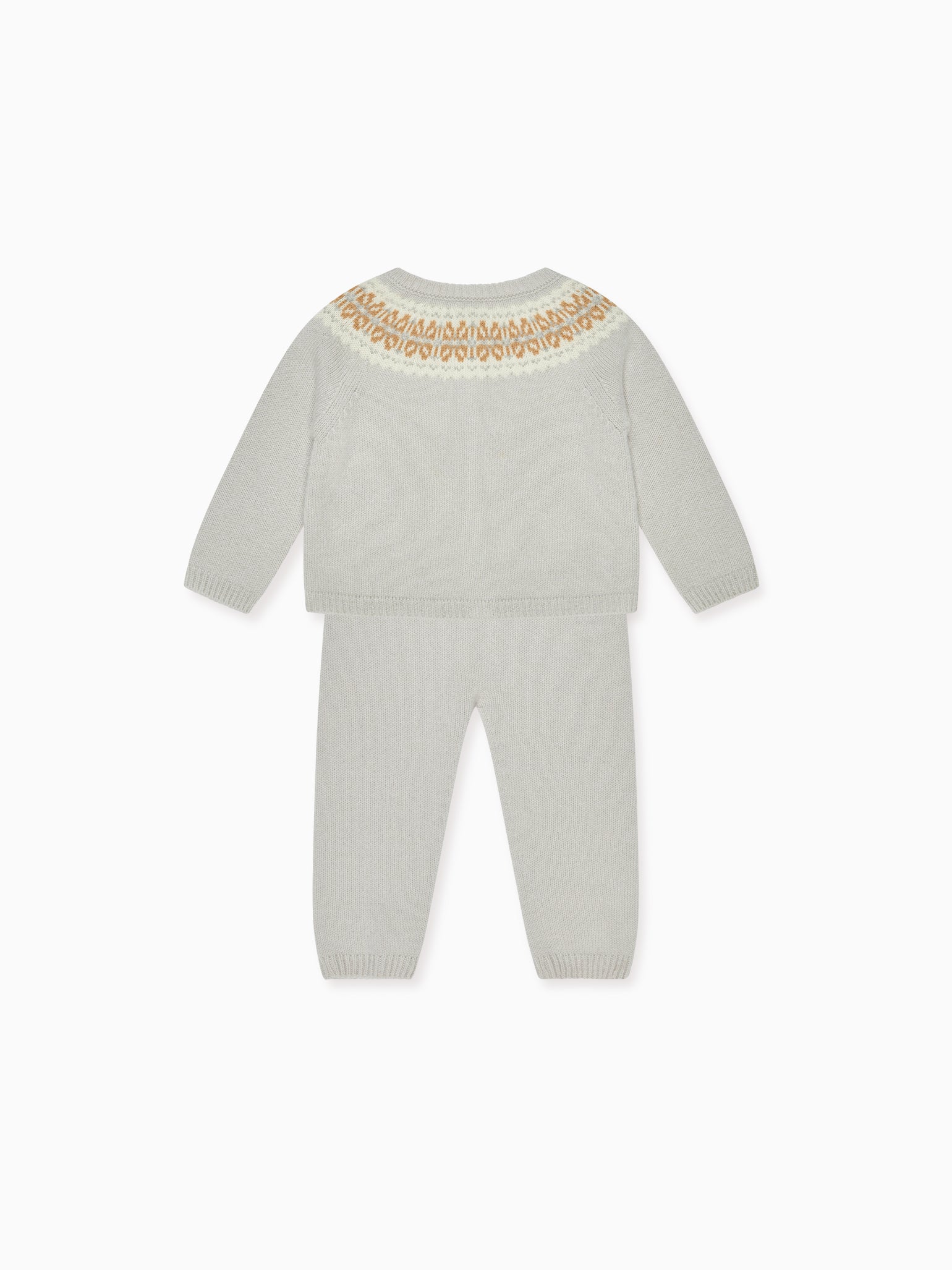Soft Grey Dulce Cashmere Fair Isle Baby Knitted Set