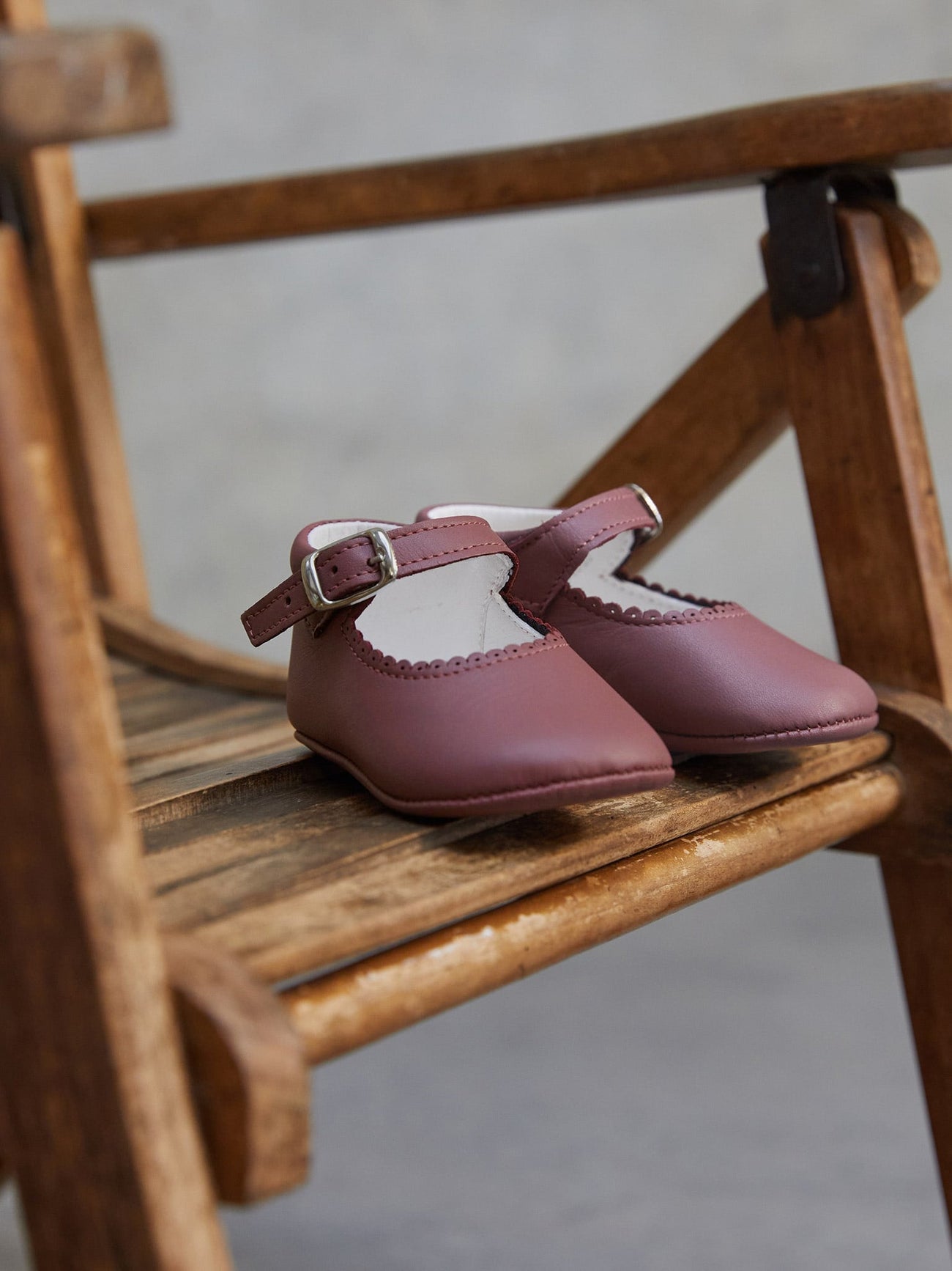 Dusty Pink Leather Baby Mary Jane Shoes