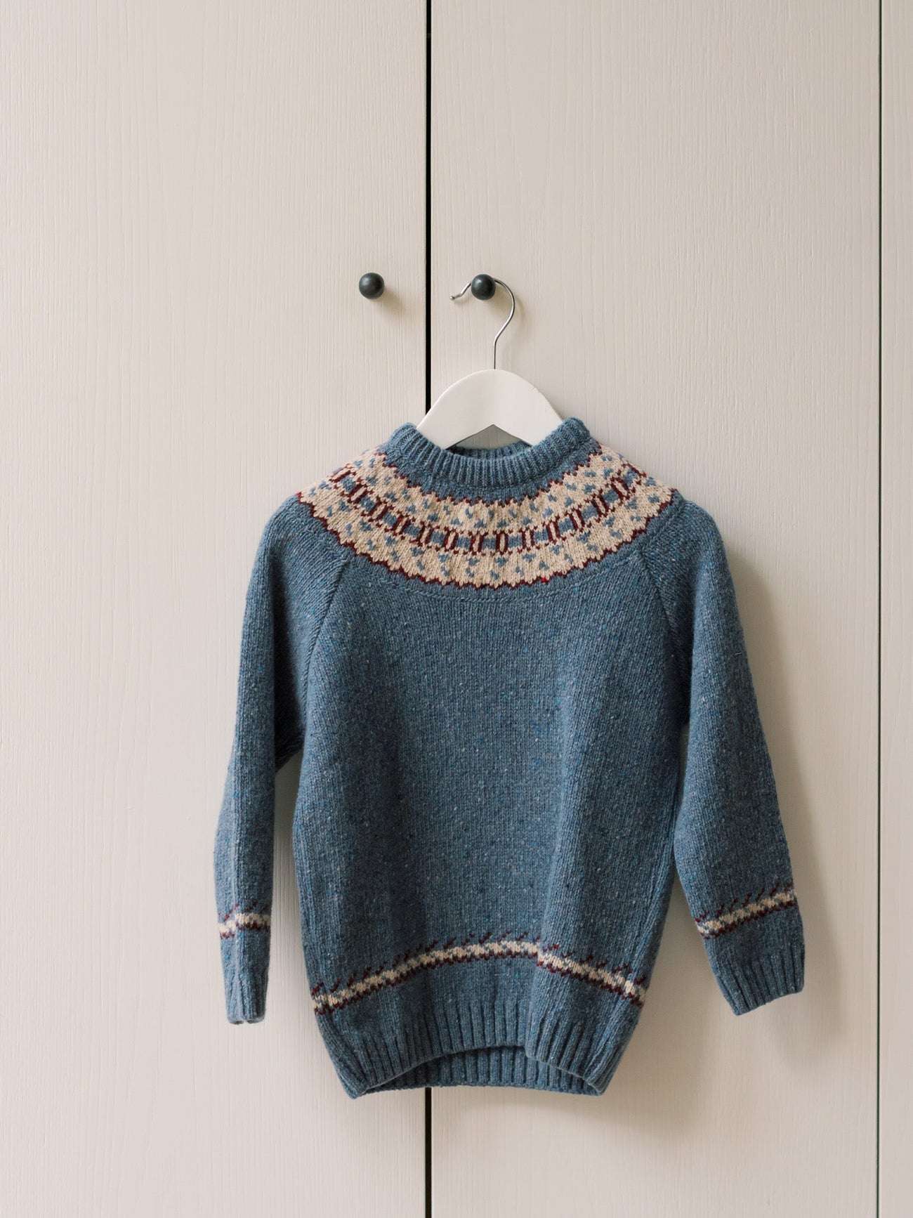 Dusty Blue Merino Fair Isle Kids Sweater