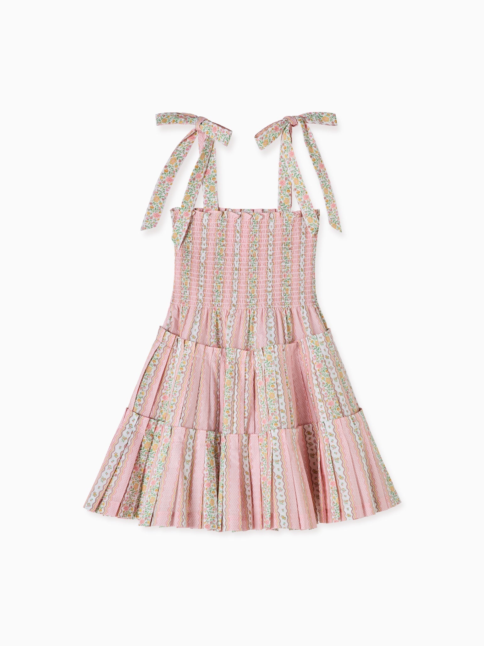 Hill House Home X La Coqueta Pink Floral Stripe Ribbon Charlotte Nap Dress