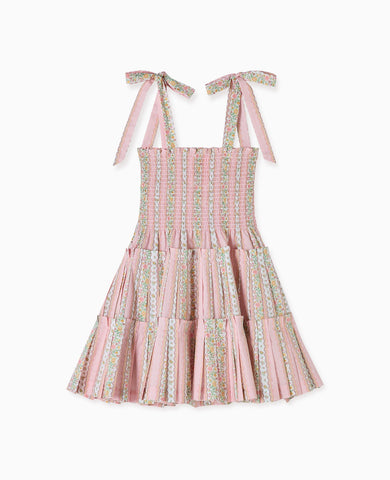 Hill House Home X La Coqueta Pink Floral Stripe Ribbon Charlotte Nap Dress