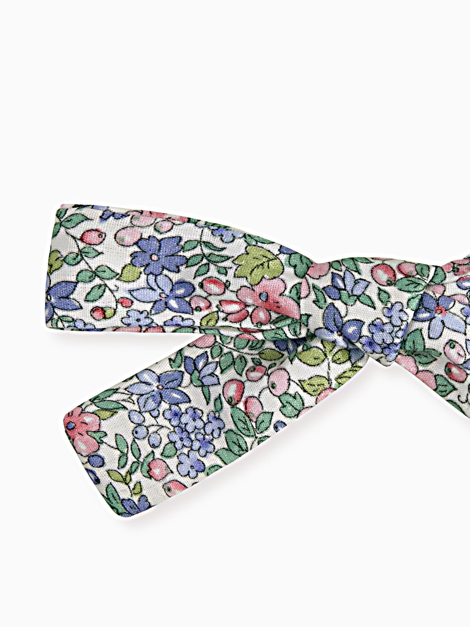 Light Blue Floral Girl Soft Ribbon Bow Clip