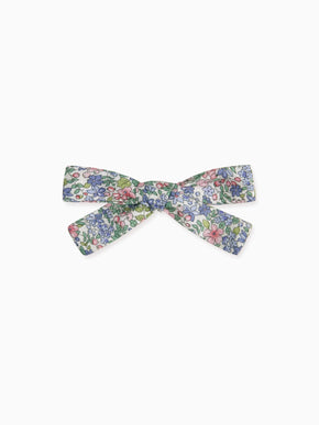 Light Blue Floral Girl Soft Ribbon Bow Clip