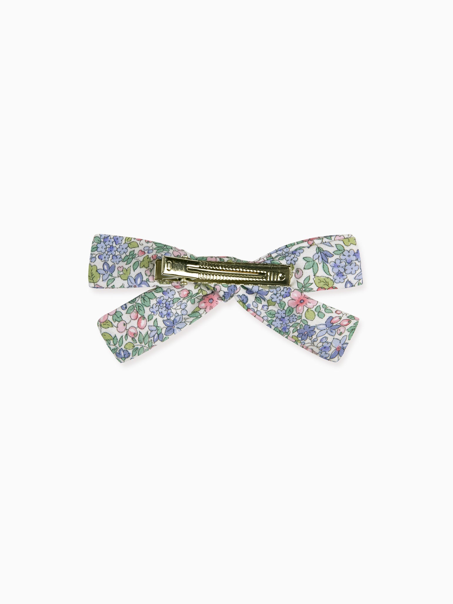 Light Blue Floral Girl Soft Ribbon Bow Clip