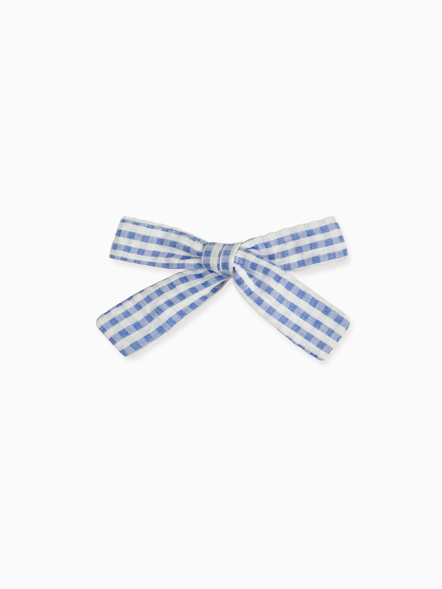 Blue Gingham Girl Soft Ribbon Bow Clip