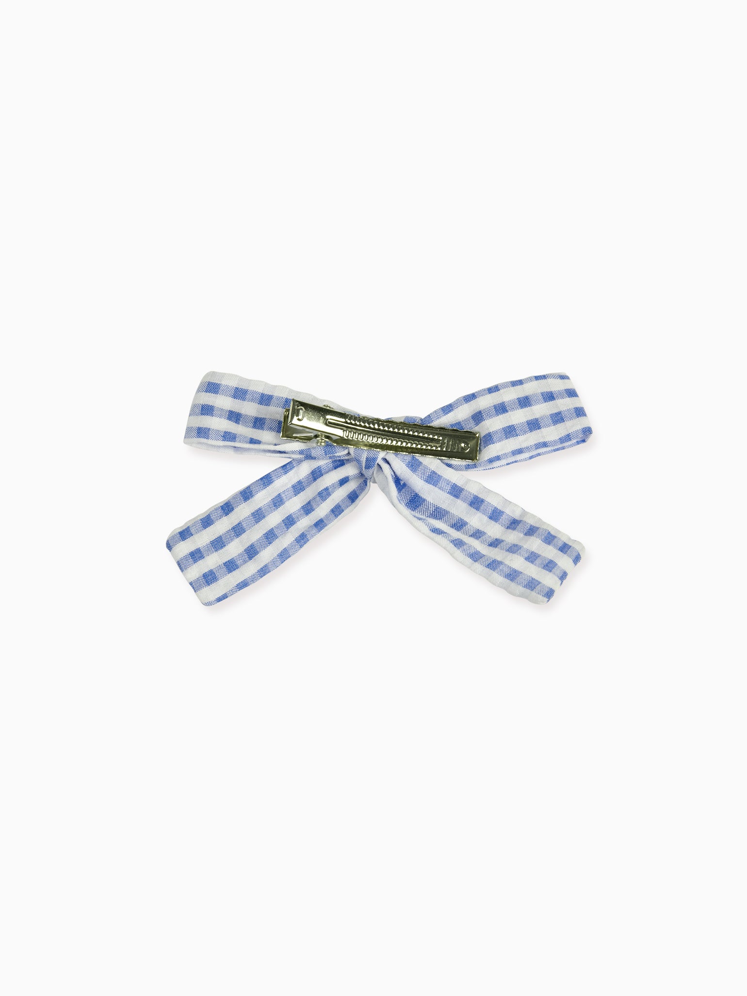 Blue Gingham Girl Soft Ribbon Bow Clip