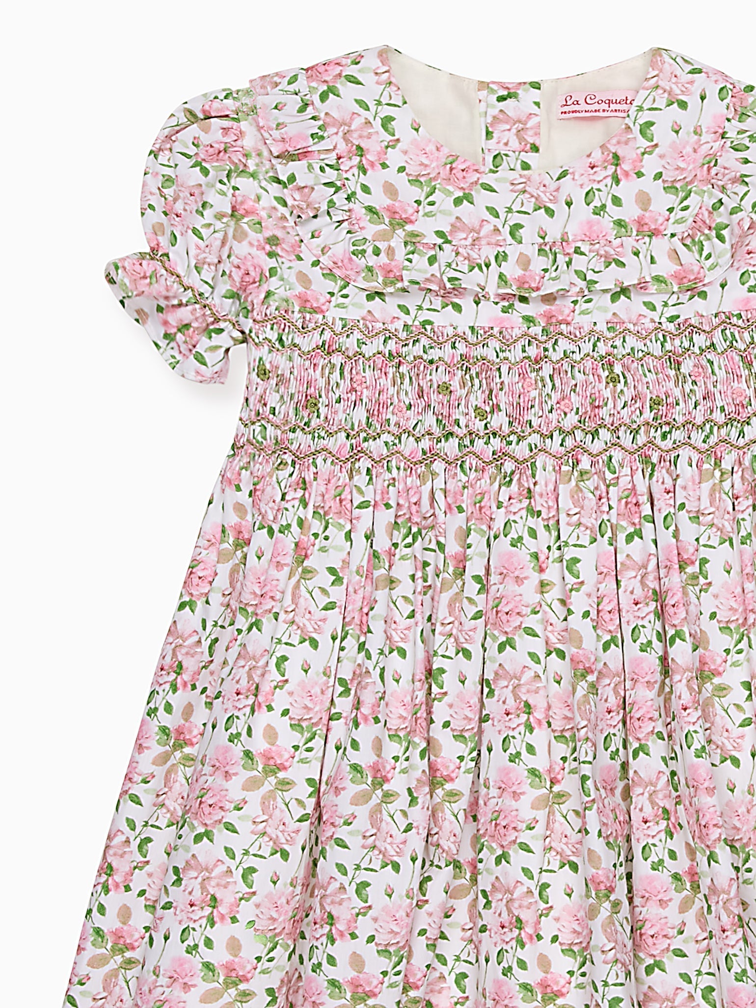 Ivory Floral Silvana Girl Hand-Smocked Dress