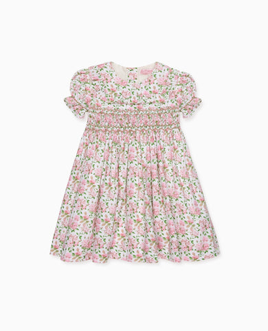Ivory Floral Silvana Girl Hand-Smocked Dress