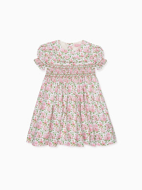 Ivory Floral Silvana Girl Hand-Smocked Dress