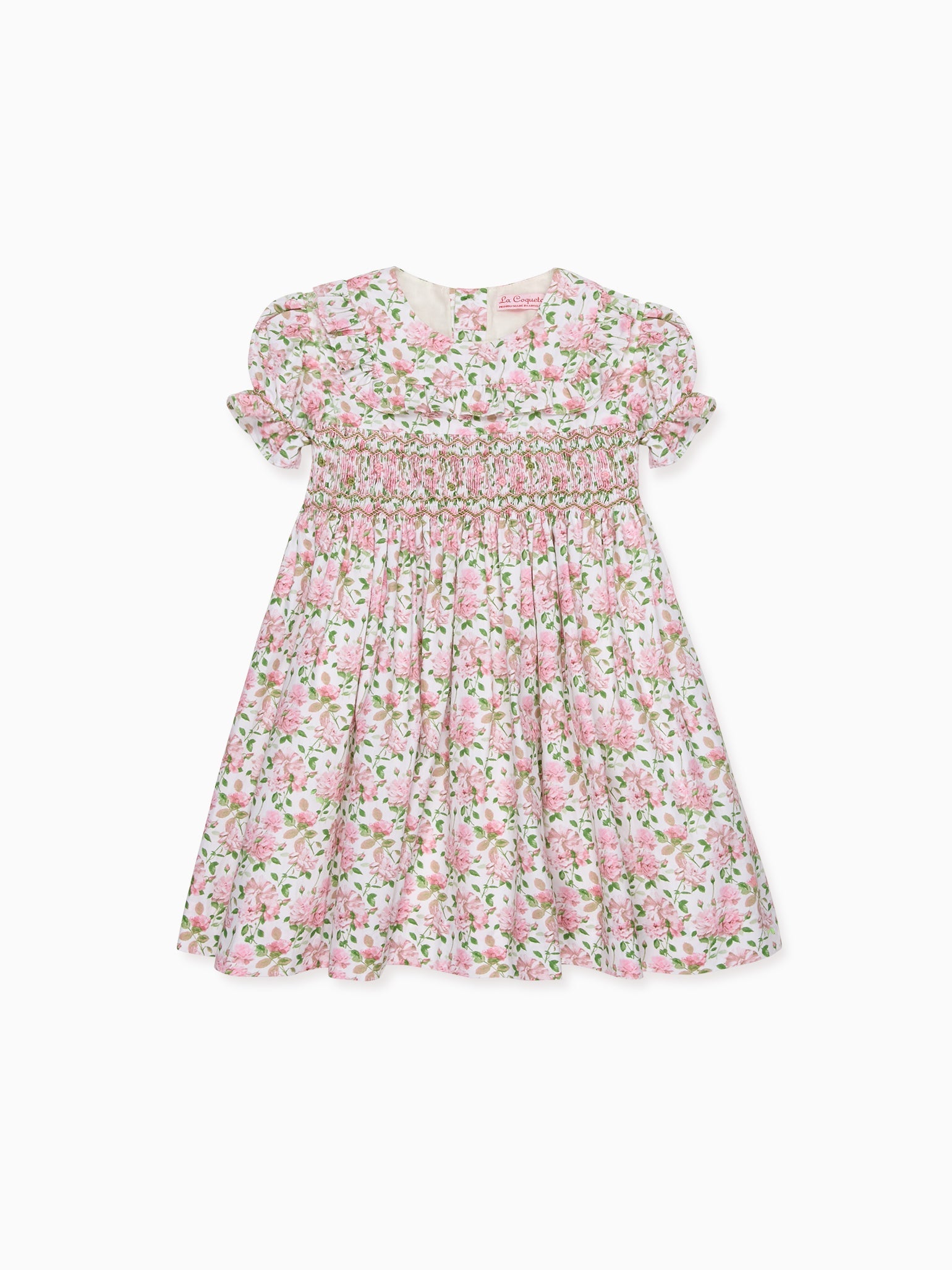Ivory Floral Silvana Girl Hand-Smocked Dress