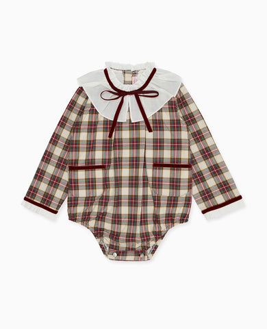 Ivory Tartan Edie Baby Romper