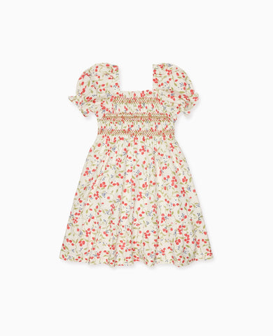 Strawberry Floral Elara Girl Hand-Smocked Dress