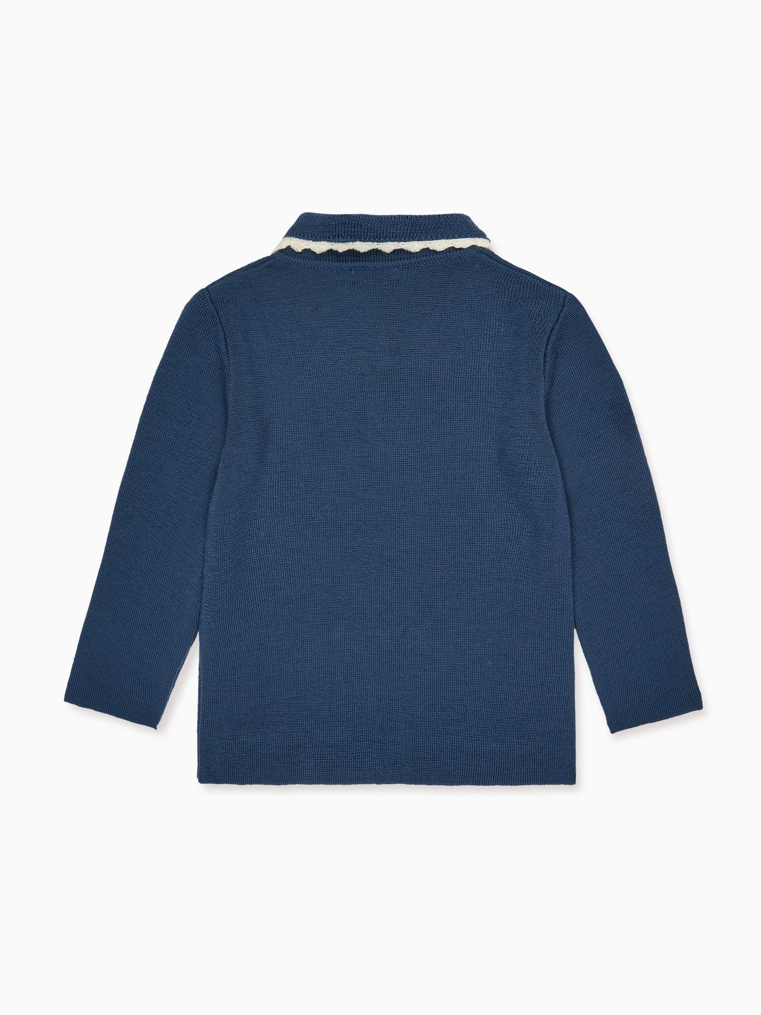 Petrol Blue Eldora Merino Girl Cardigan