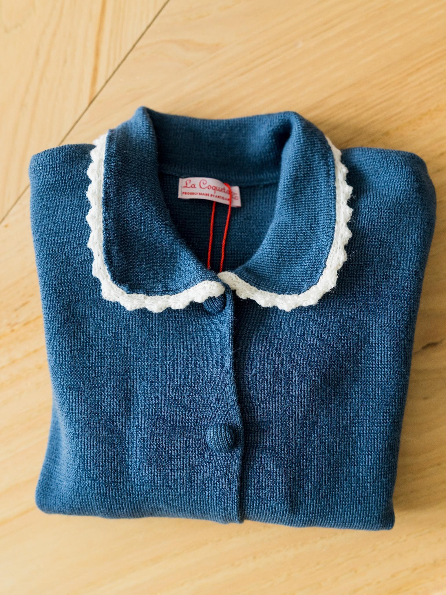 Petrol Blue Eldora Merino Girl Cardigan