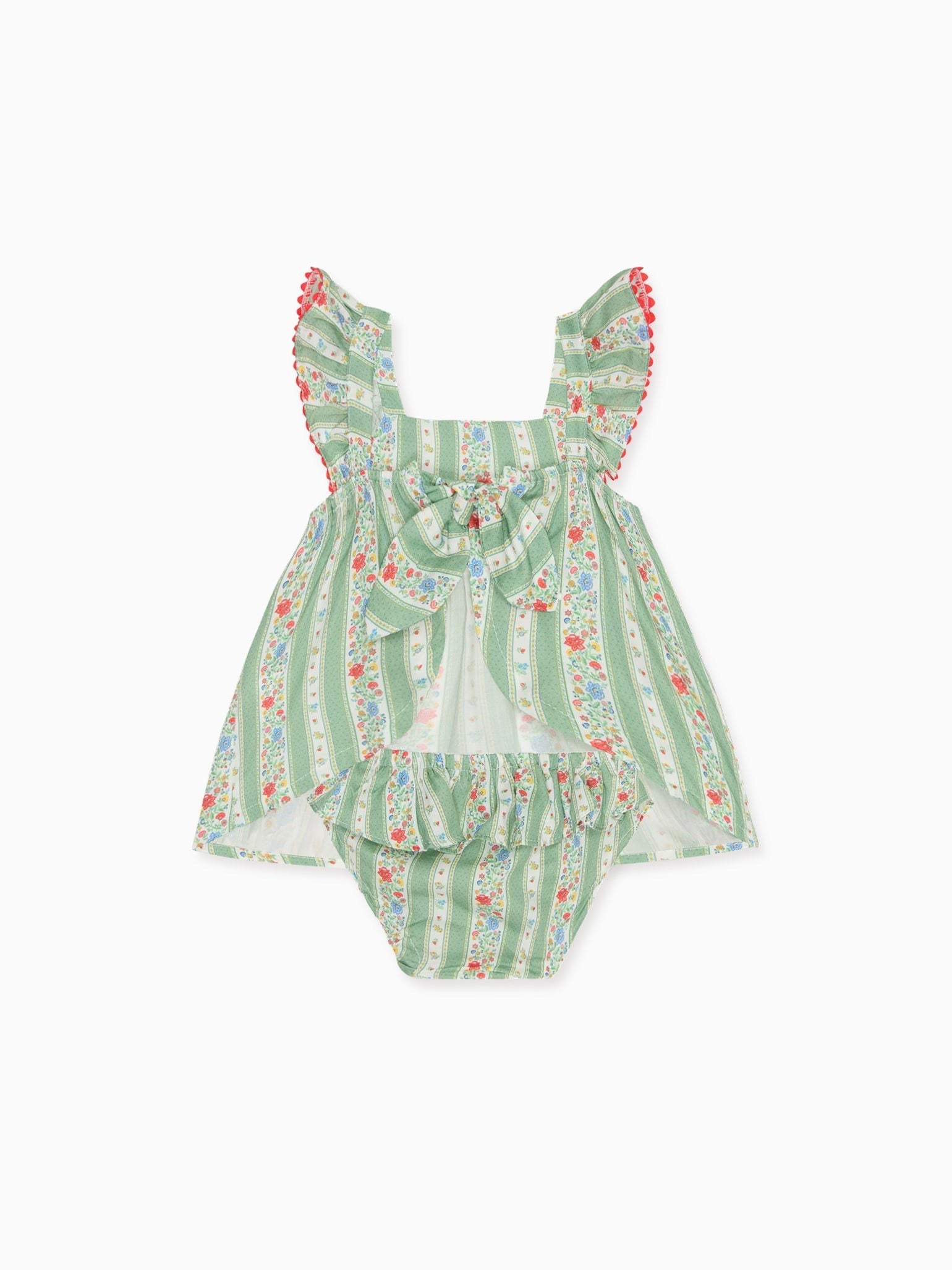Sage Floral Stripe Elicia Baby Girl Summer Set